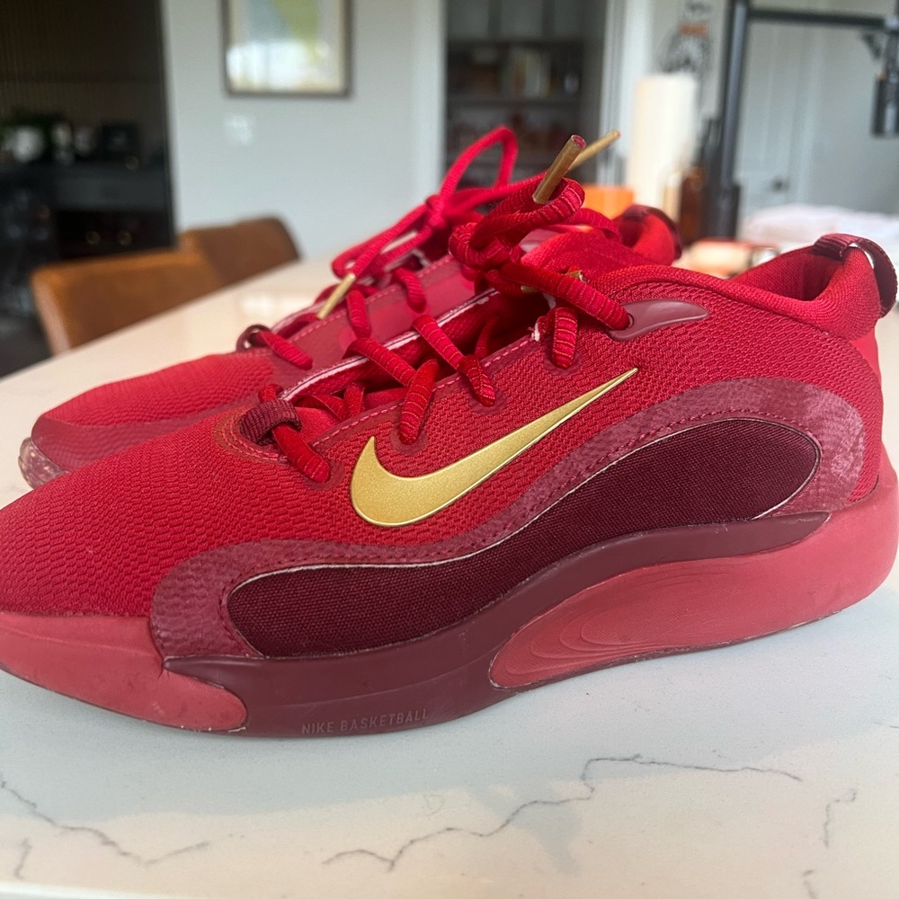 Nike Kids Red and Gold Basketball Sneakers